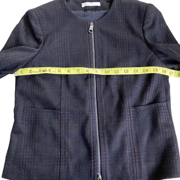 HUGO BOSS Womens 0 Javidar Bicolor Check Jersey Interlock Wool Blend Jacket NWOT - Picture 7 of 8